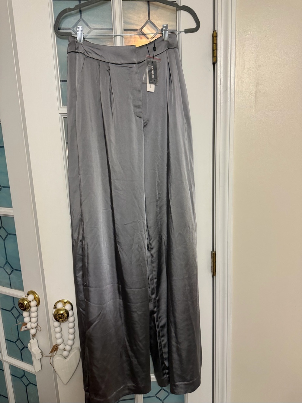 Satin Wide-Leg Gray pants
